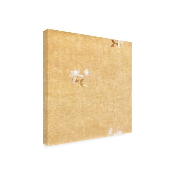 Pablo Esteban 'White Flower Over Beige Texture' Canvas Art,35x35